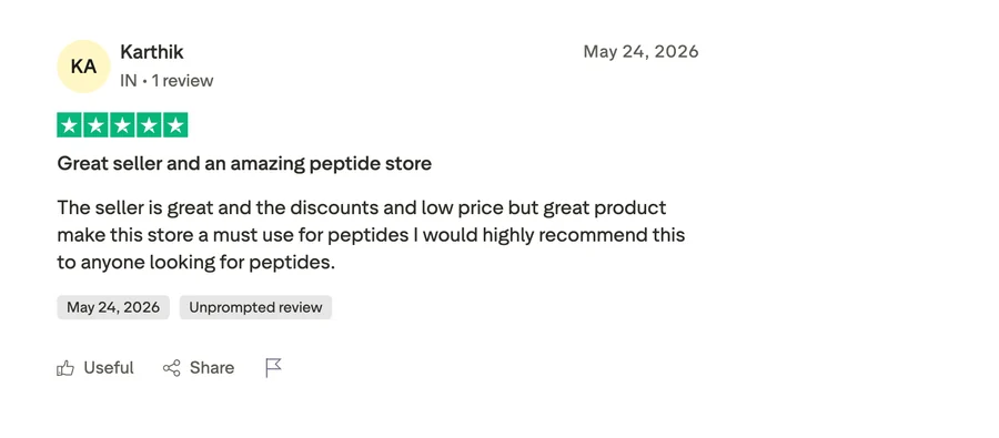 Customer review on Trustpilot